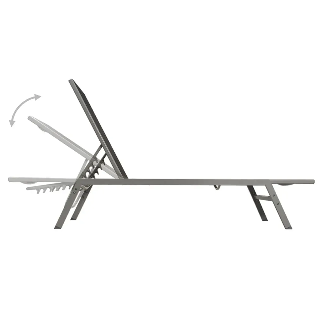 Sun Loungers 2 pcs with Table Steel and Textilene Black Price