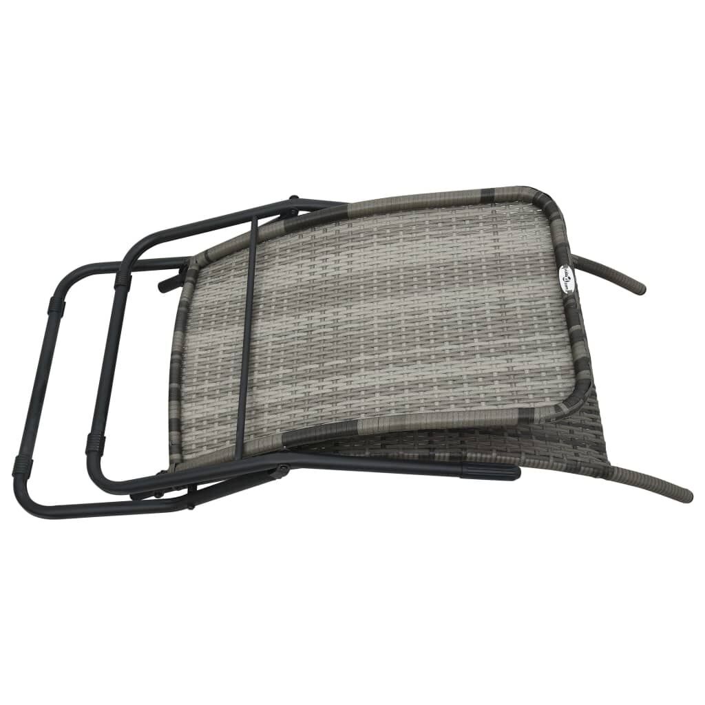 Folding Sun Lounger Poly Rattan Grey Price