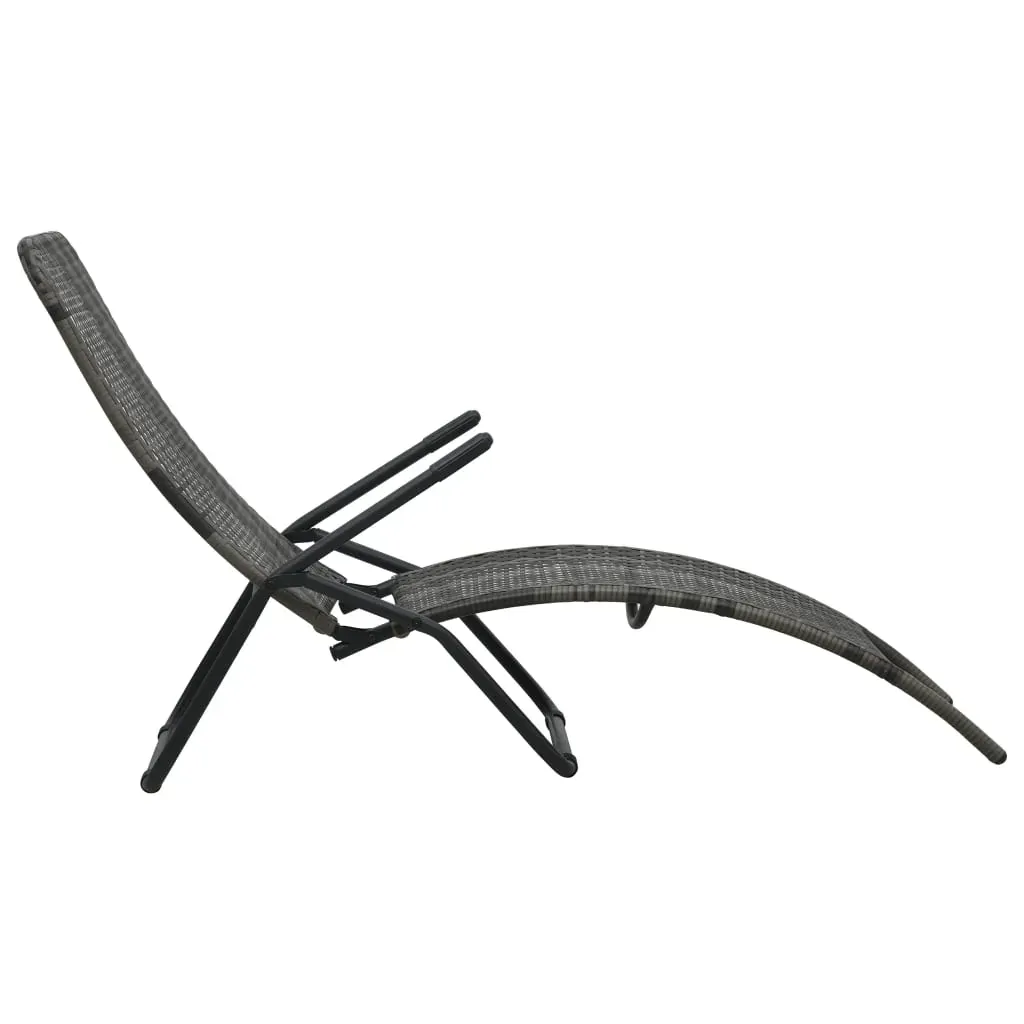 Folding Sun Lounger Poly Rattan Grey Price