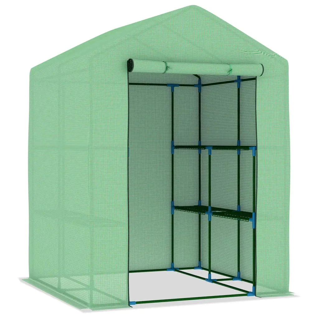 Greenhouse with Shelves Steel 143x143x195 cm Price