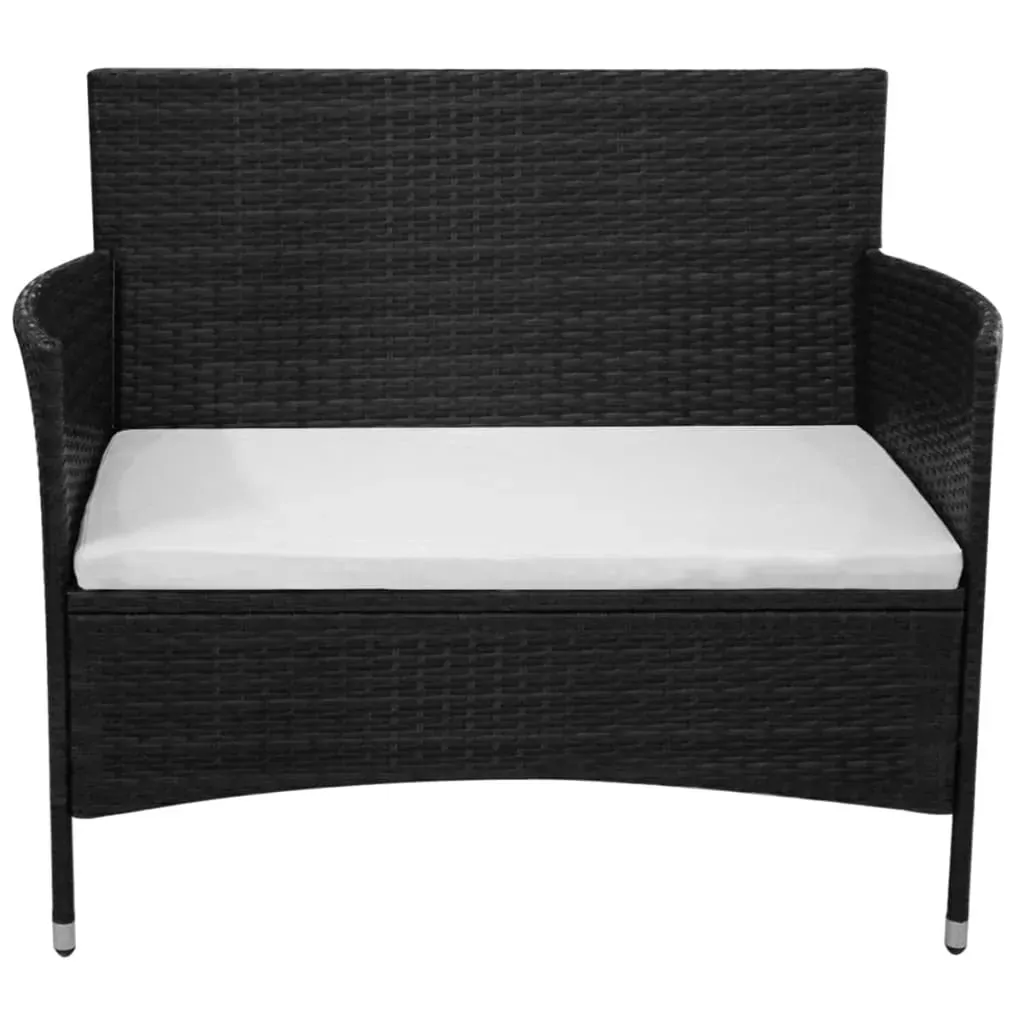 Garden Bench with Cushion Poly Rattan Black Price
