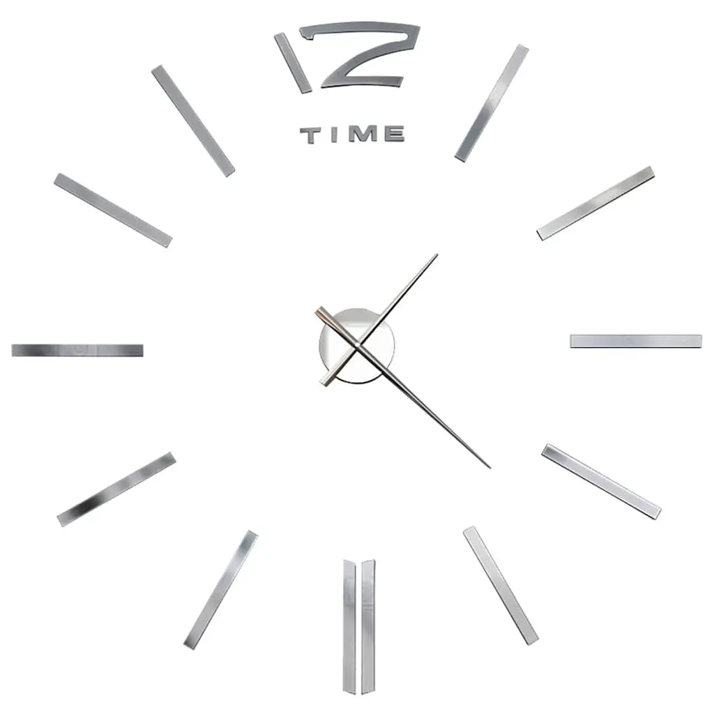 3D Wall Clock Modern Design 100 cm XXL Silver Price