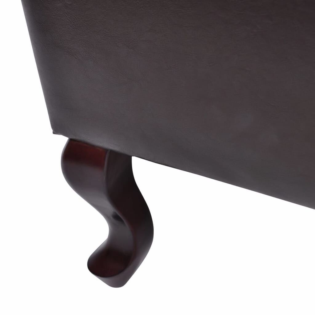 Armchair with Footstool Dark Brown Faux Leather Price
