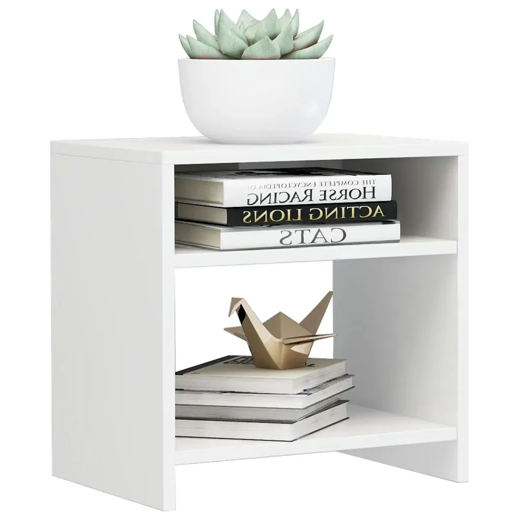 Bedside Cabinet High Gloss White 40x30x40 cm Engineered Wood Price