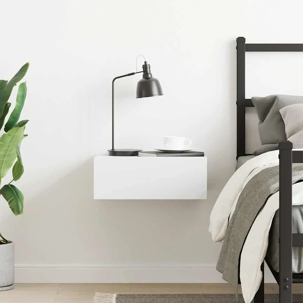 Floating Nightstand White 40x30x15cm Engineered Wood Price