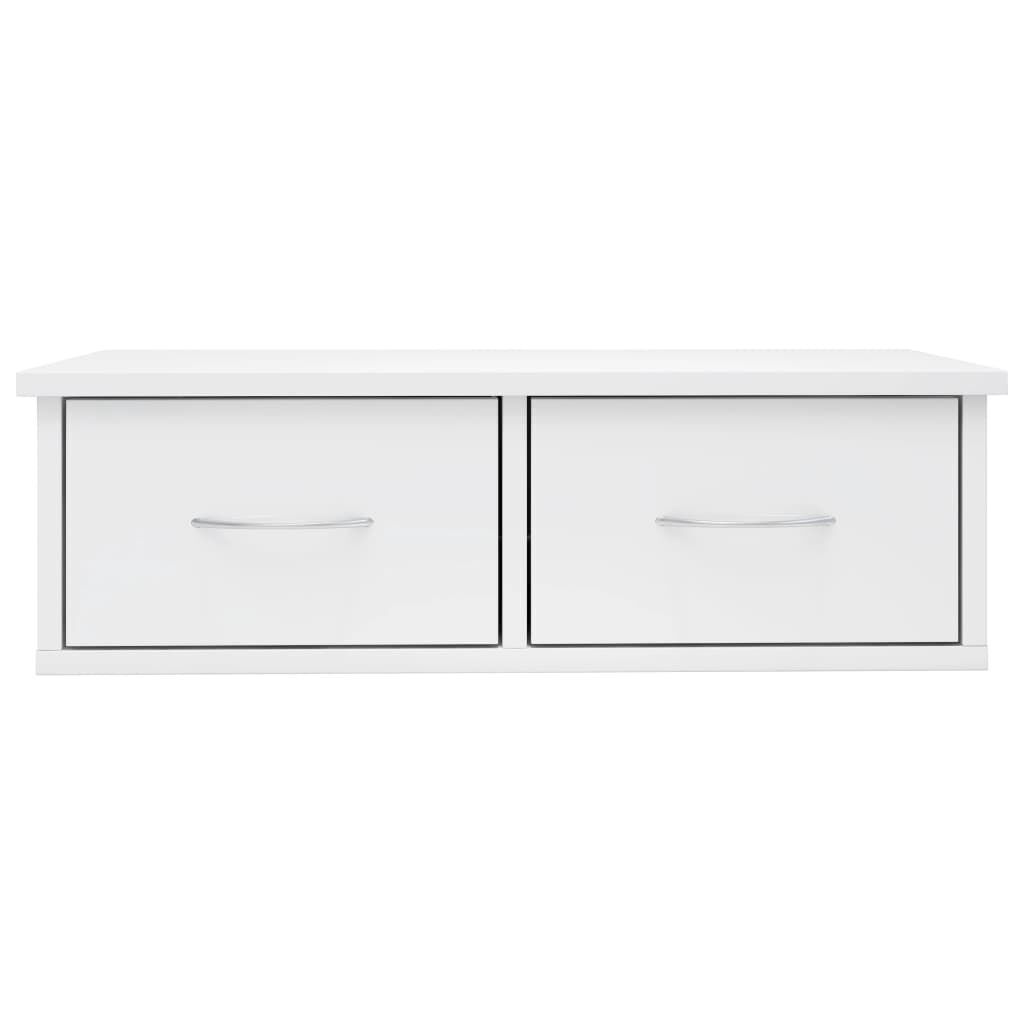 Wall-mounted Drawer Shelf High Gloss White 60x26x18.5 cm Engineered Wood Price