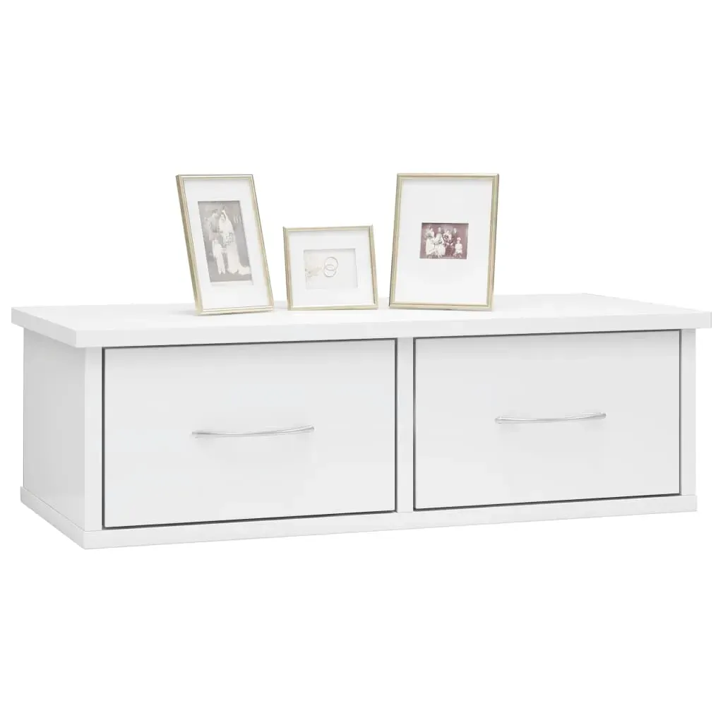 Wall-mounted Drawer Shelf High Gloss White 60x26x18.5 cm Engineered Wood Price
