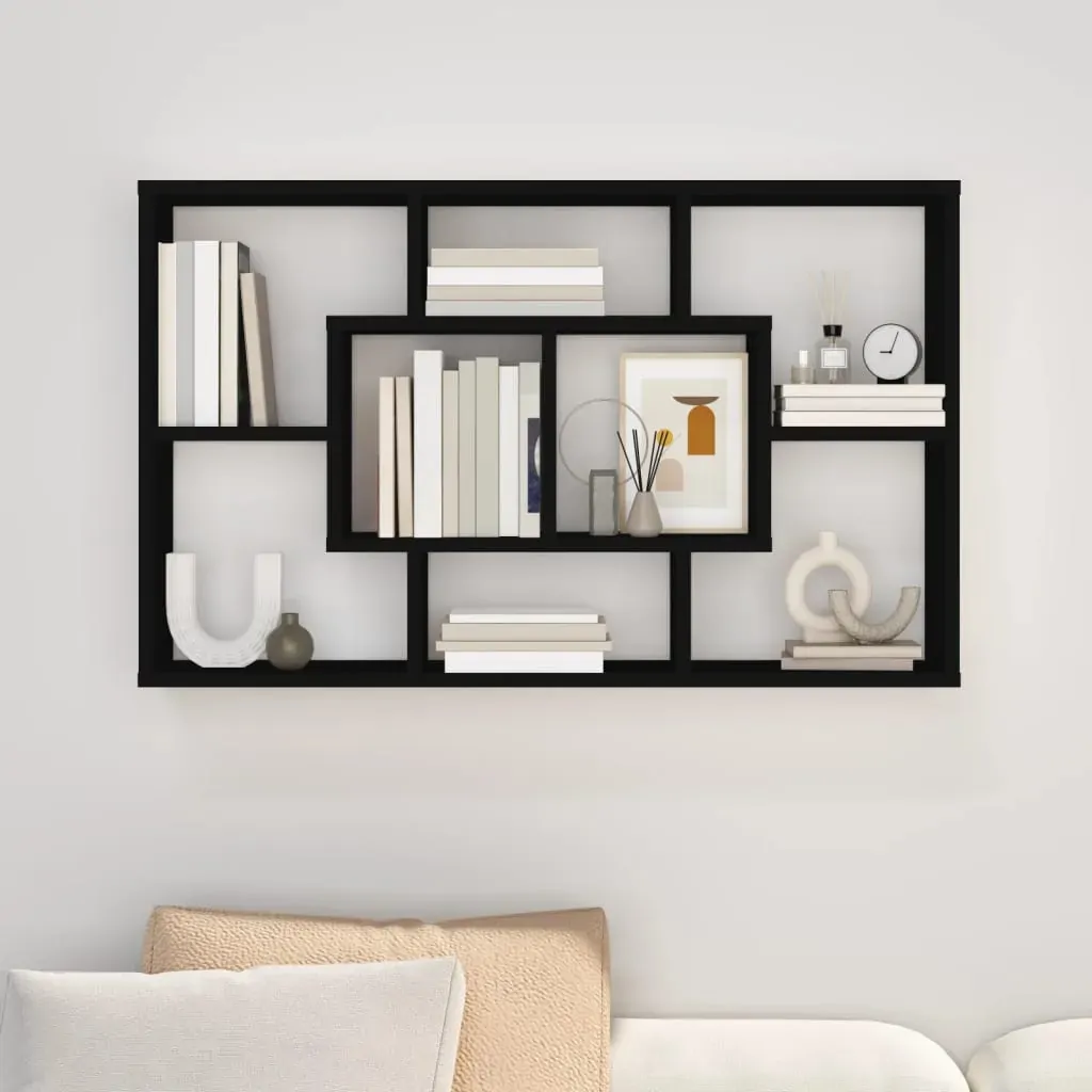 Wall Shelf Black 85x16x52.5 cm Engineered Wood Price