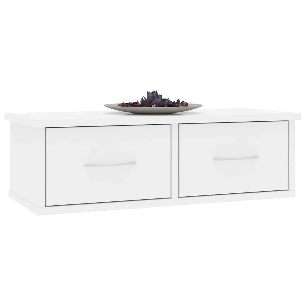 Wall-mounted Drawer Shelf High Gloss White 60x26x18.5 cm Engineered Wood Price