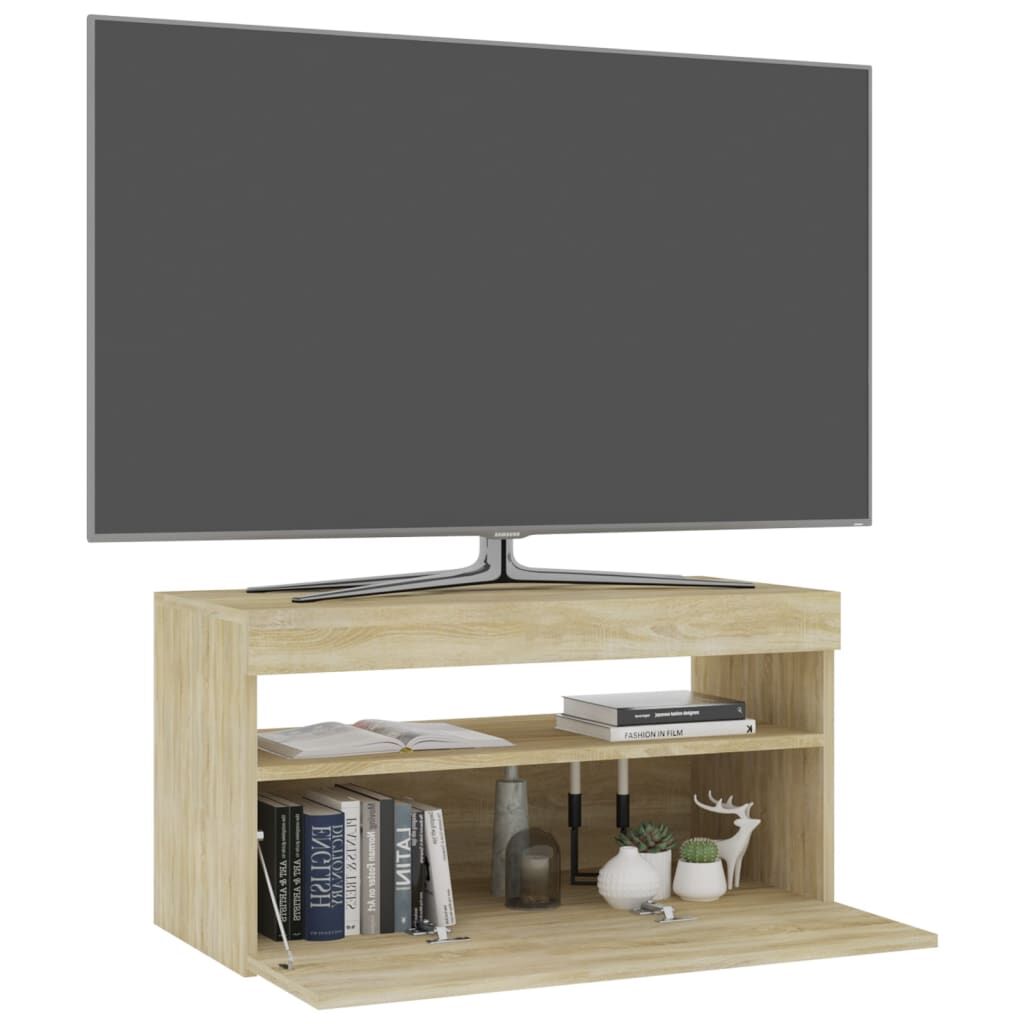 TV Cabinet with LED Lights Sonoma Oak 75x35x40 cm Price