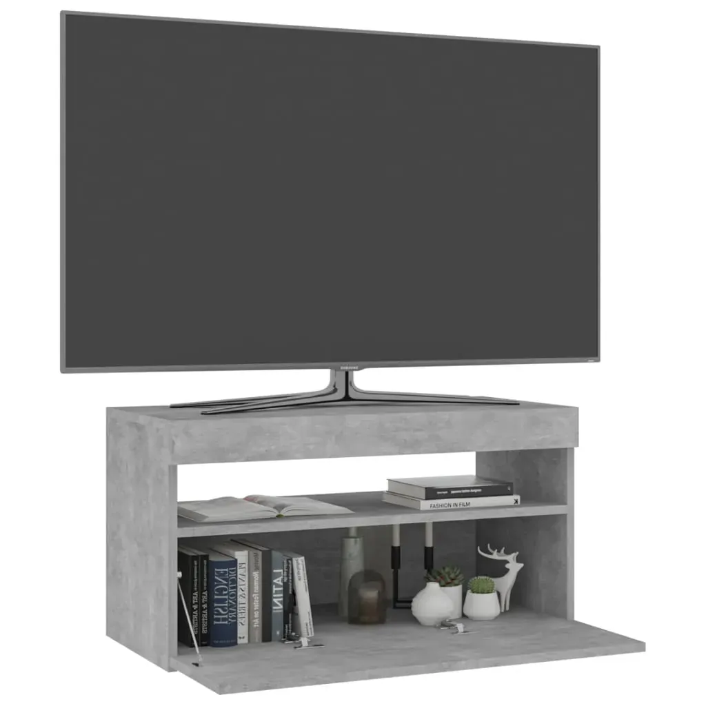 TV Cabinet with LED Lights Concrete Grey 75x35x40 cm Price
