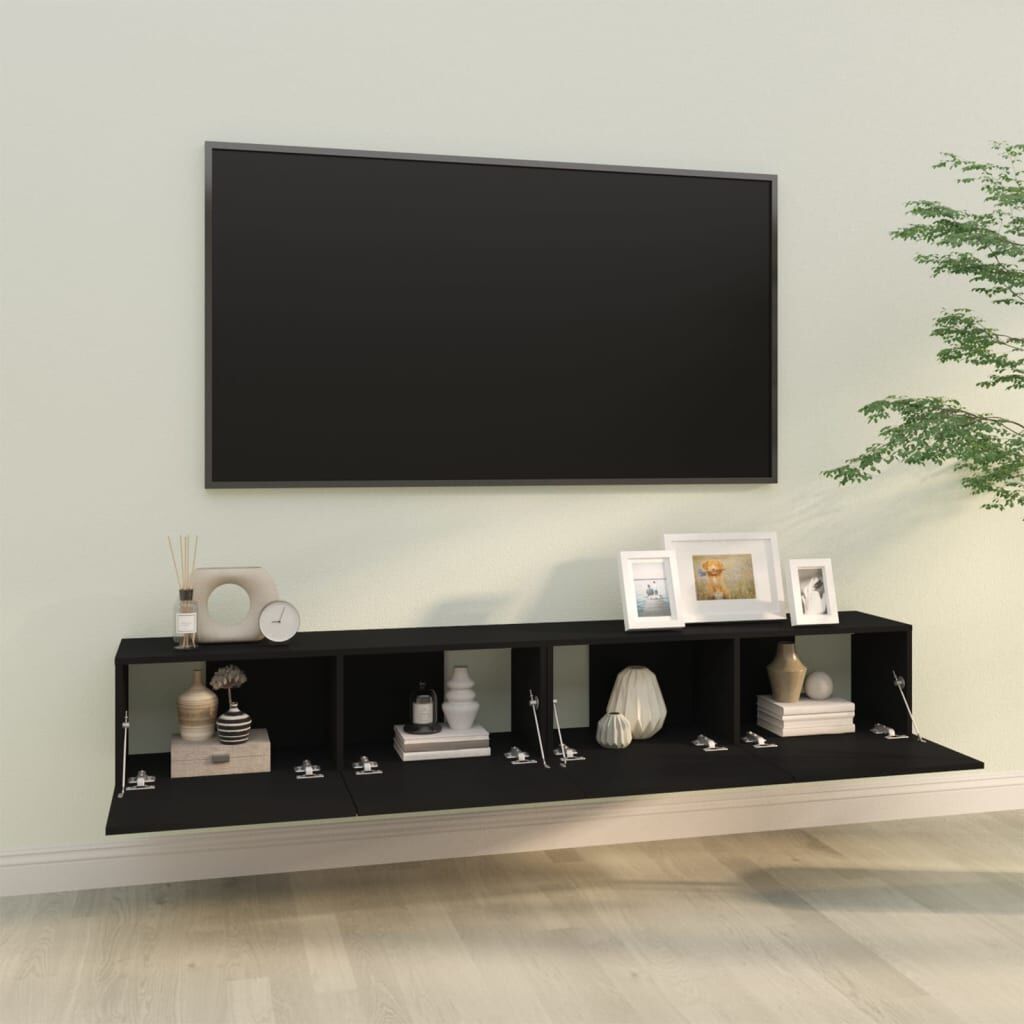 Wall TV Cabinets 2 pcs Black 100x30x30 cm Engineered Wood Price