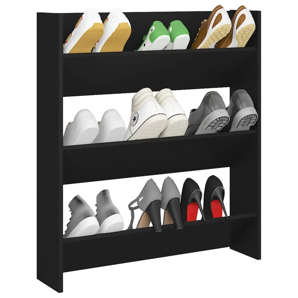 Wall Shoe Cabinet Black 80x18x90 cm Engineered Wood Price