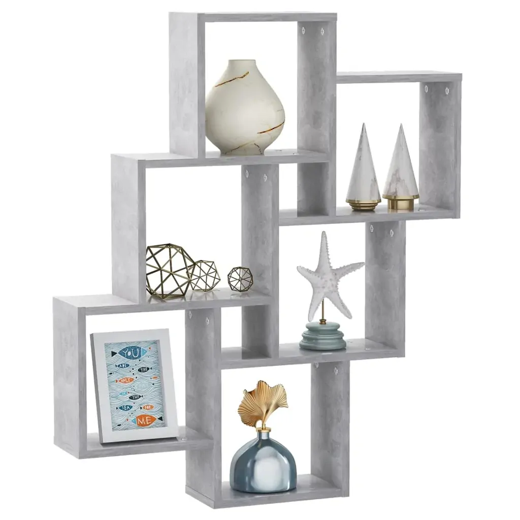 Wall Cube Shelf Concrete Grey 78x15x93 cm Engineered Wood Price