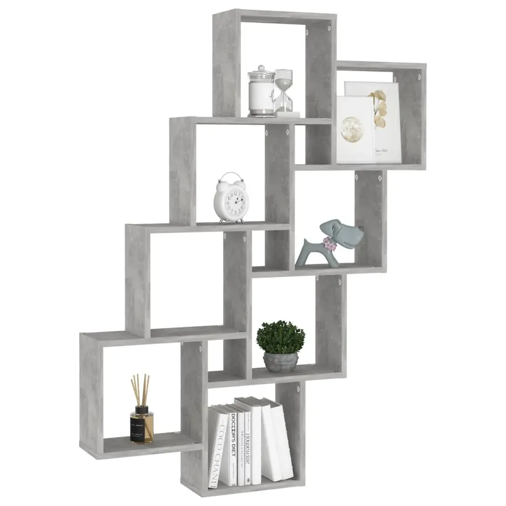 Wall Cube Shelf Concrete Grey 90x15x119 cm Engineered Wood Price