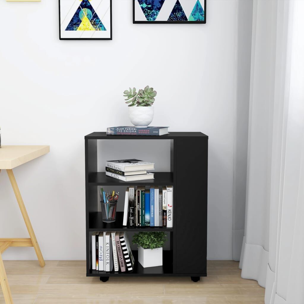 Rolling Cabinet Black 60x35x75 cm Engineered Wood Price