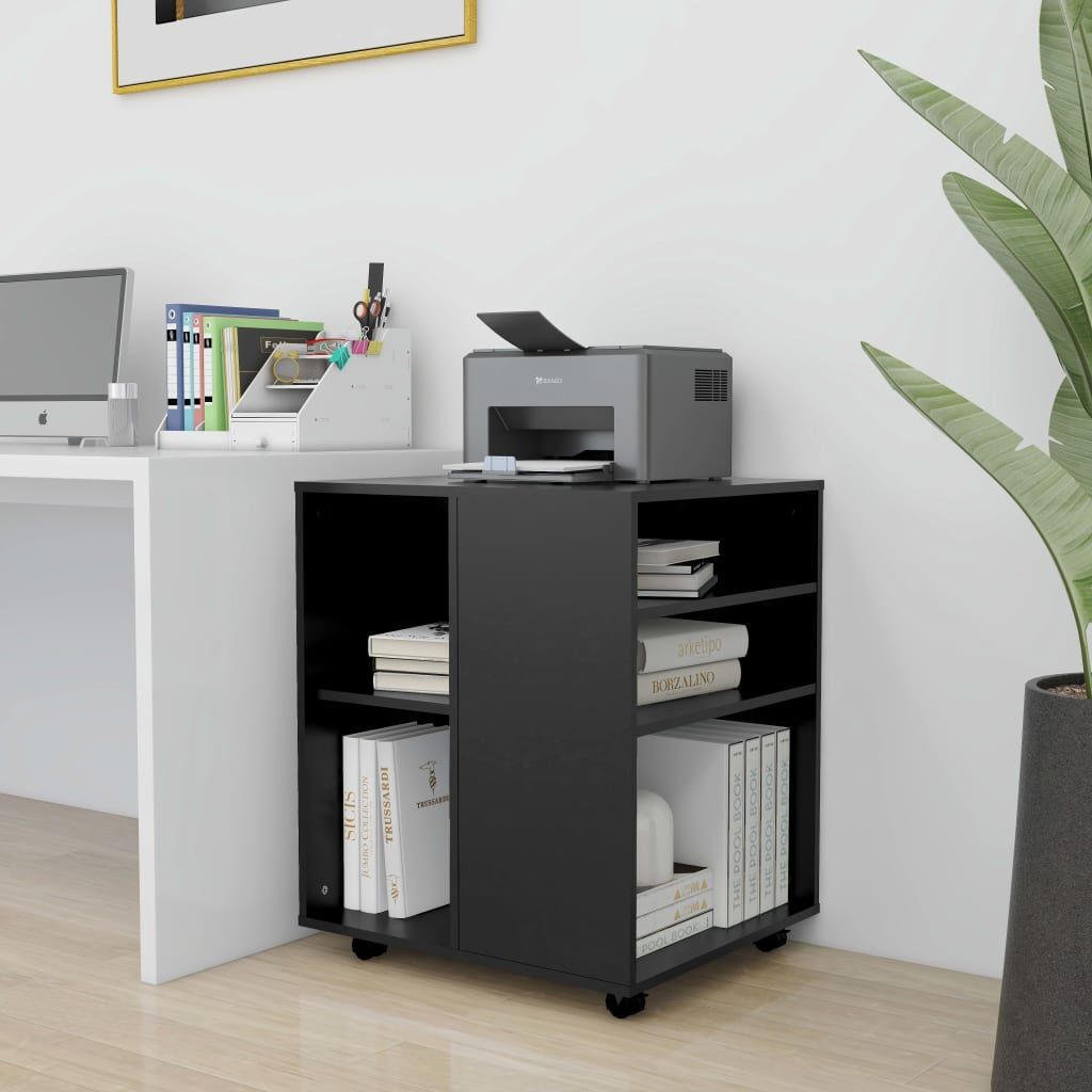 Rolling Cabinet Black 60x53x72 cm Engineered Wood Price