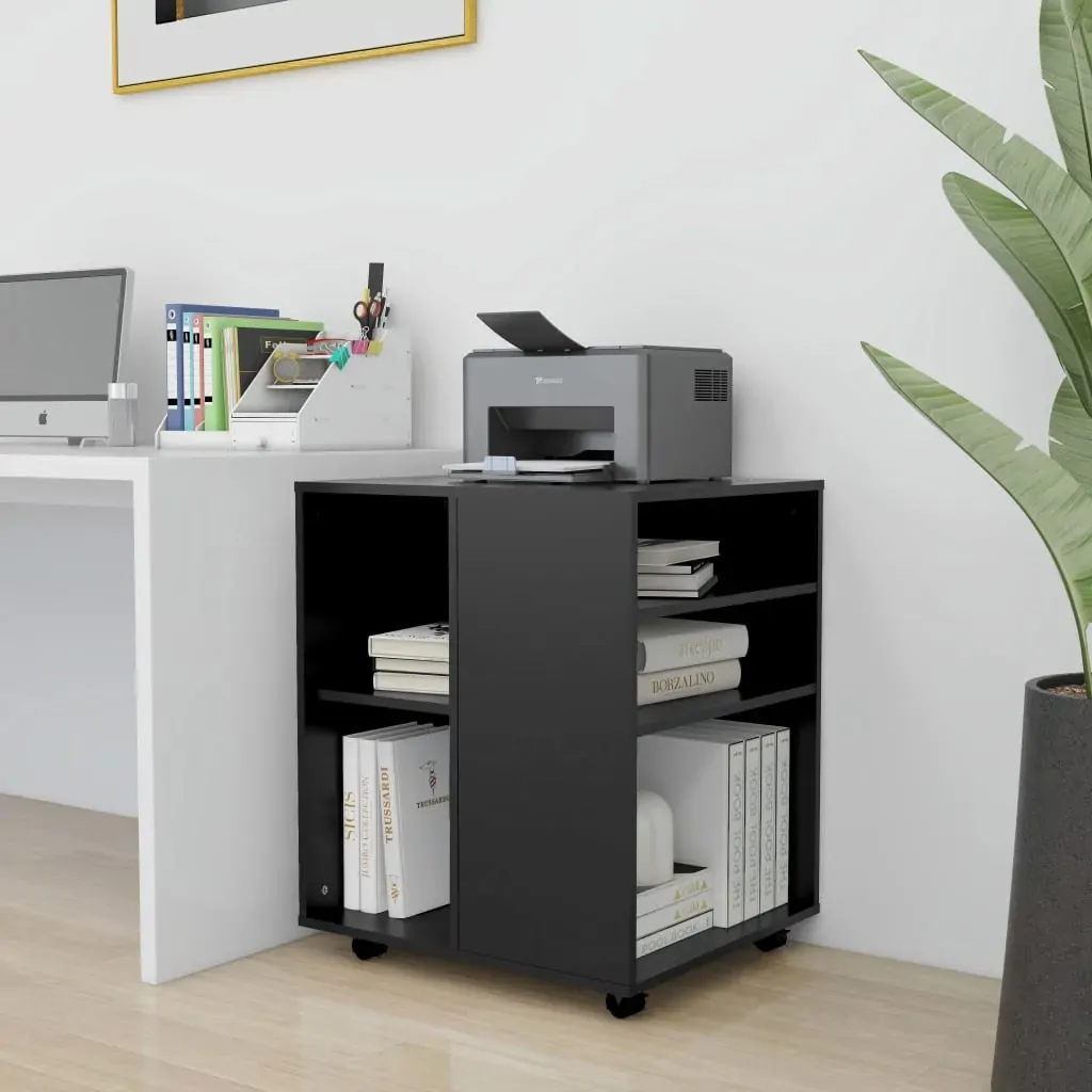 Rolling Cabinet Black 60x53x72 cm Engineered Wood Price