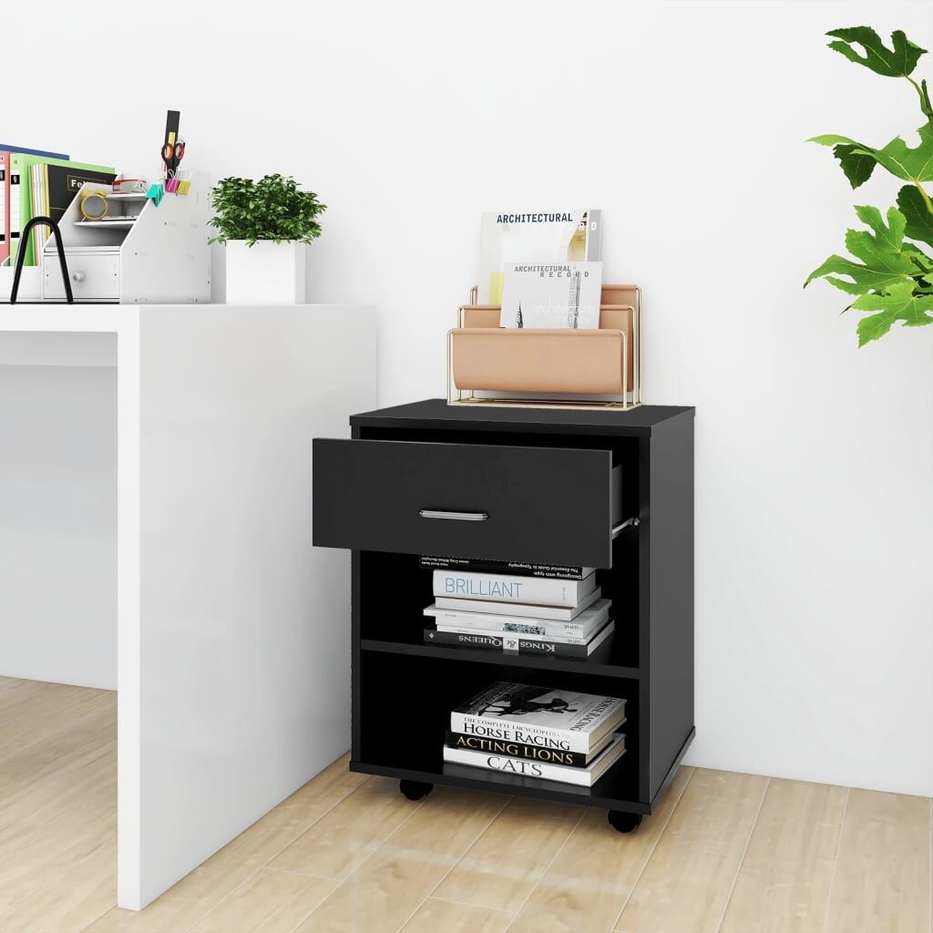 Rolling Cabinet Black 46x36x59 cm Engineered Wood Price