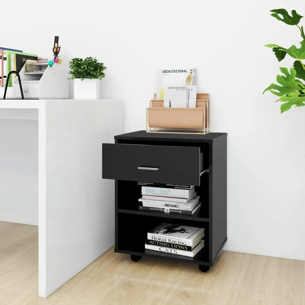 Rolling Cabinet Black 46x36x59 cm Engineered Wood Price