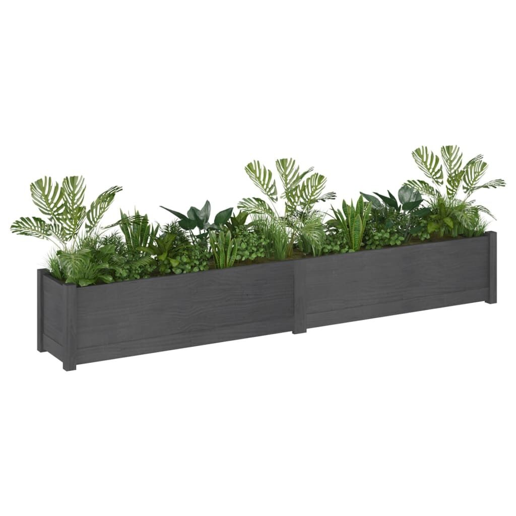 Garden Planter Grey 200x31x31 cm Solid Pinewood Price