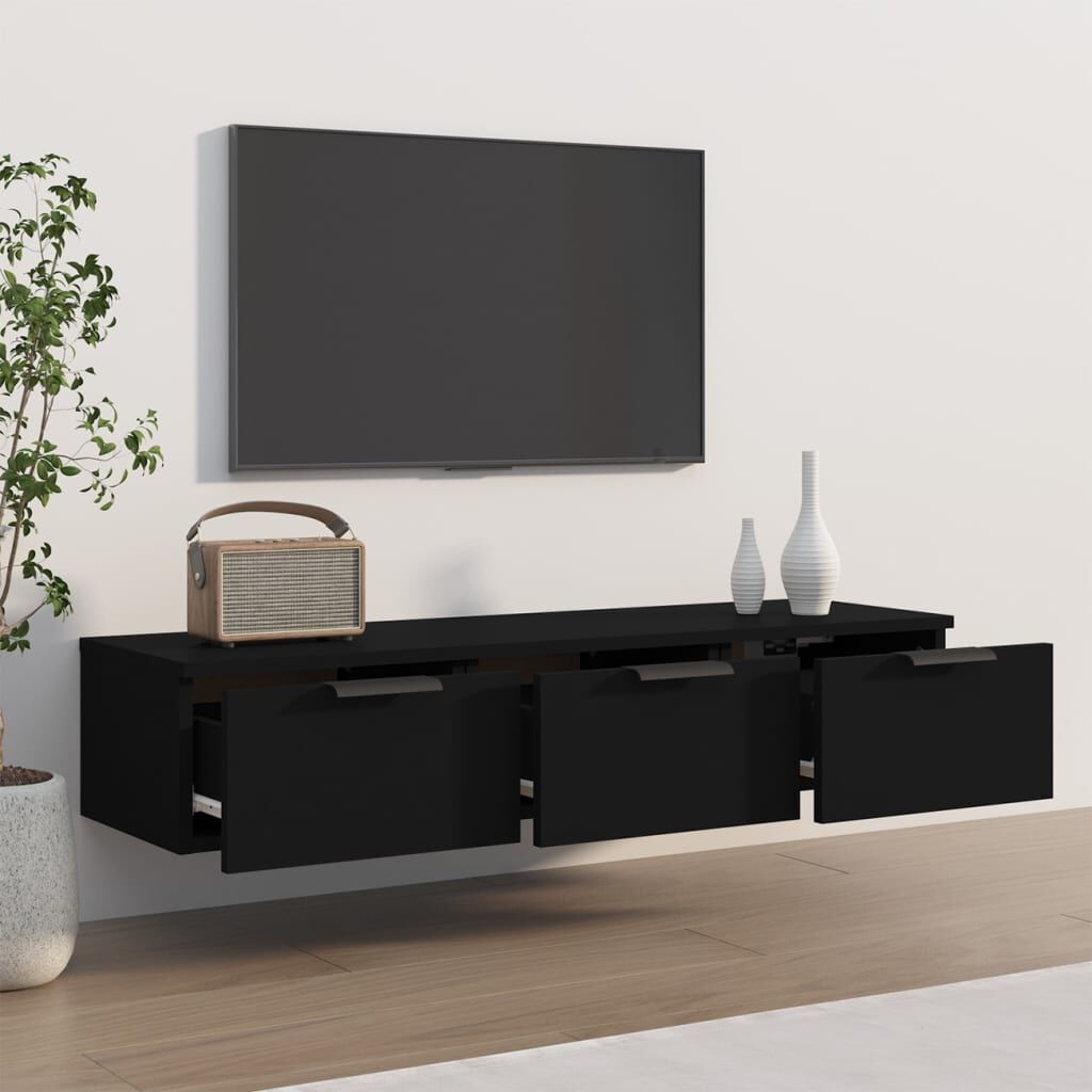 Wall Cabinet Black 102x30x20 cm Engineered Wood Price