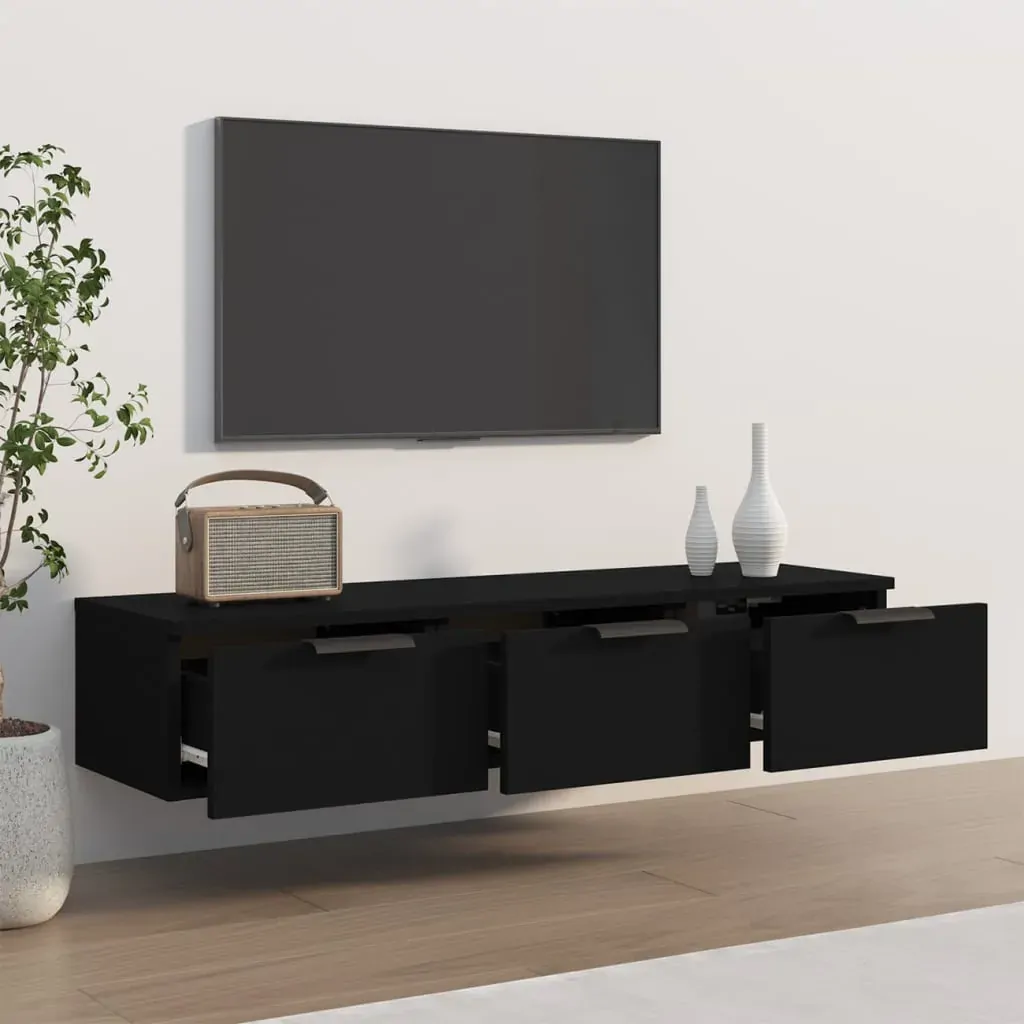Wall Cabinet Black 102x30x20 cm Engineered Wood Price