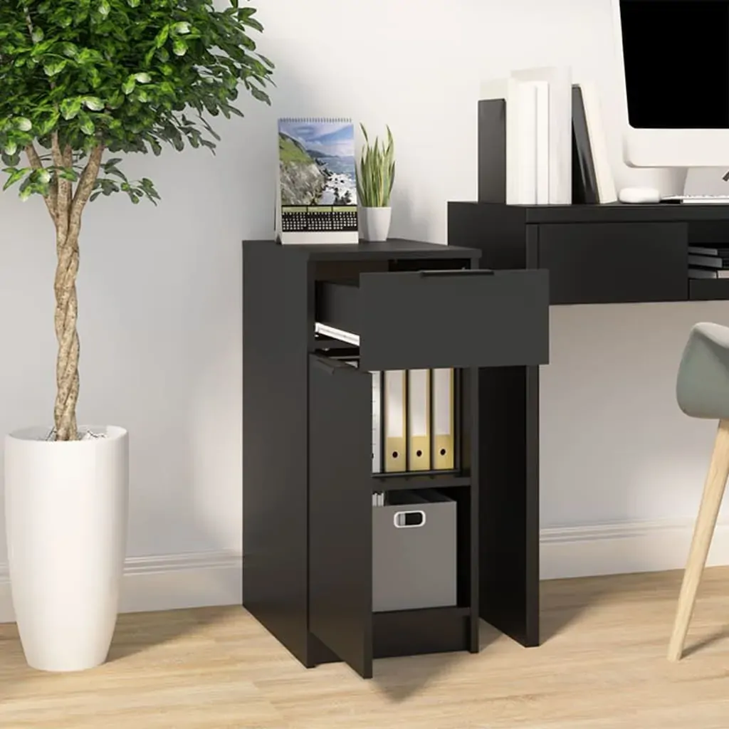 Desk Cabinet Black 33.5x50x75 cm Engineered Wood Price