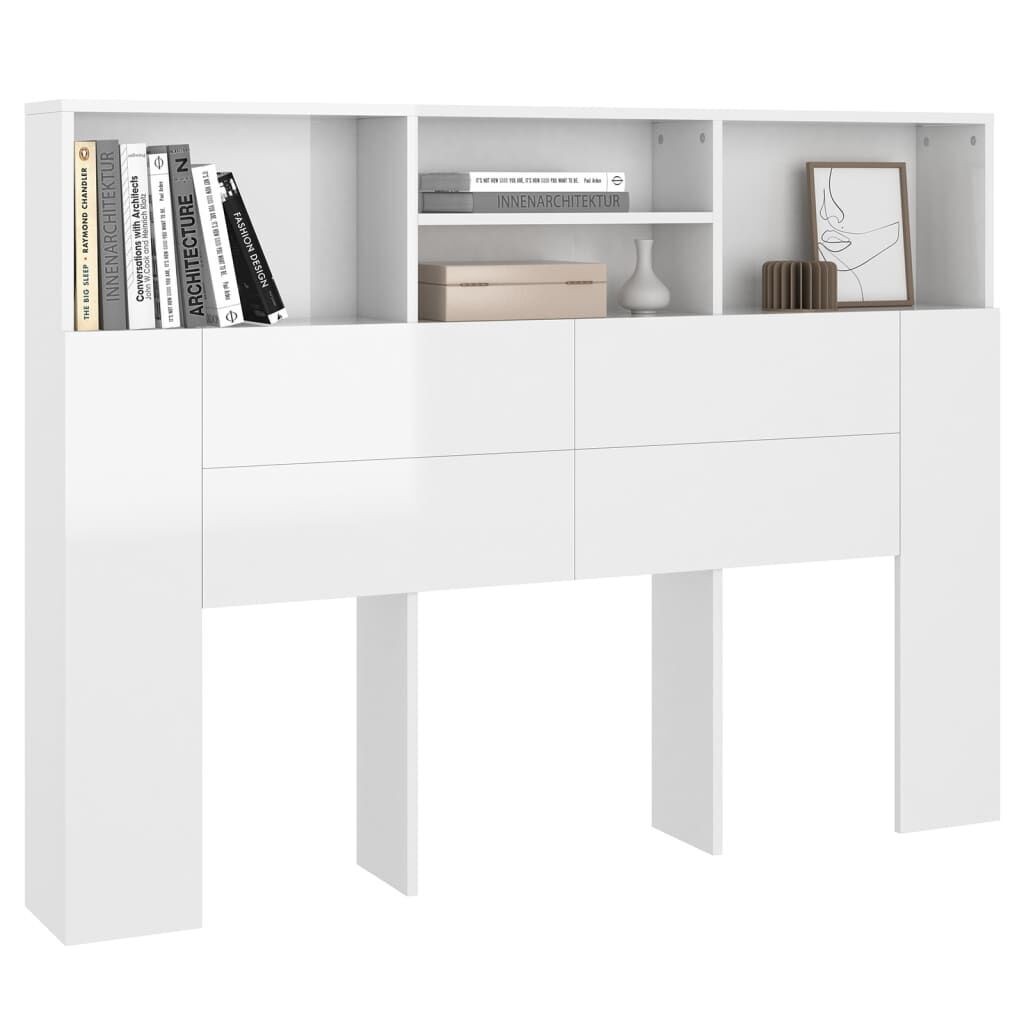 Headboard Cabinet High Gloss White 140x19x103.5 cm Price