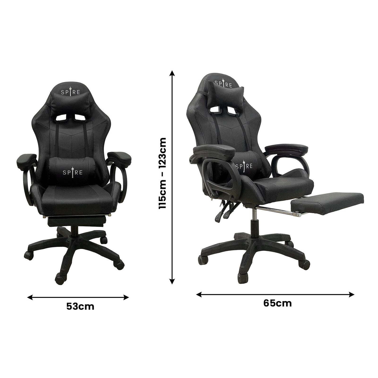 Spire Onyx LED Massage Gaming Chair - Black Price