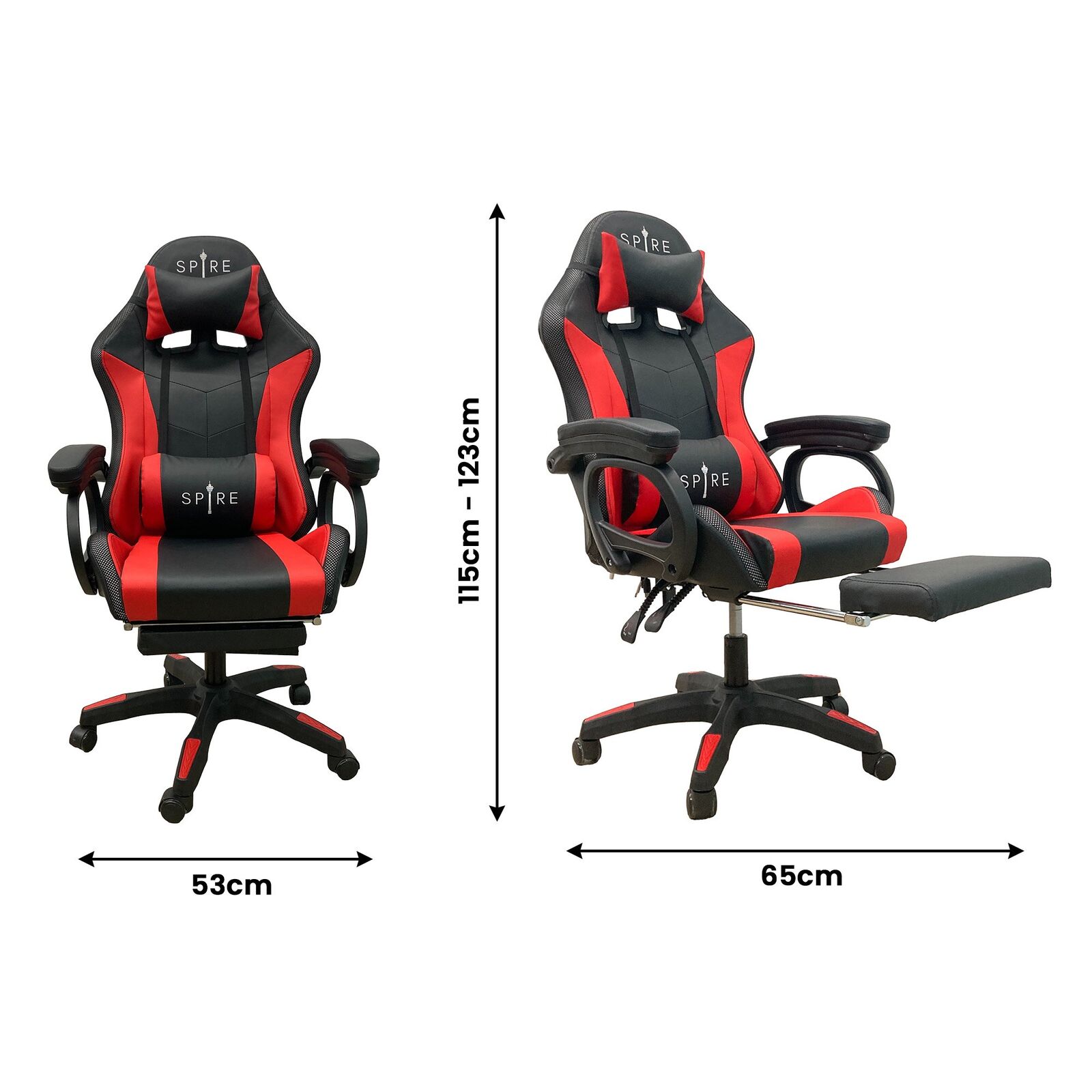 Spire Onyx LED Massage Gaming Chair - Red and Black Price