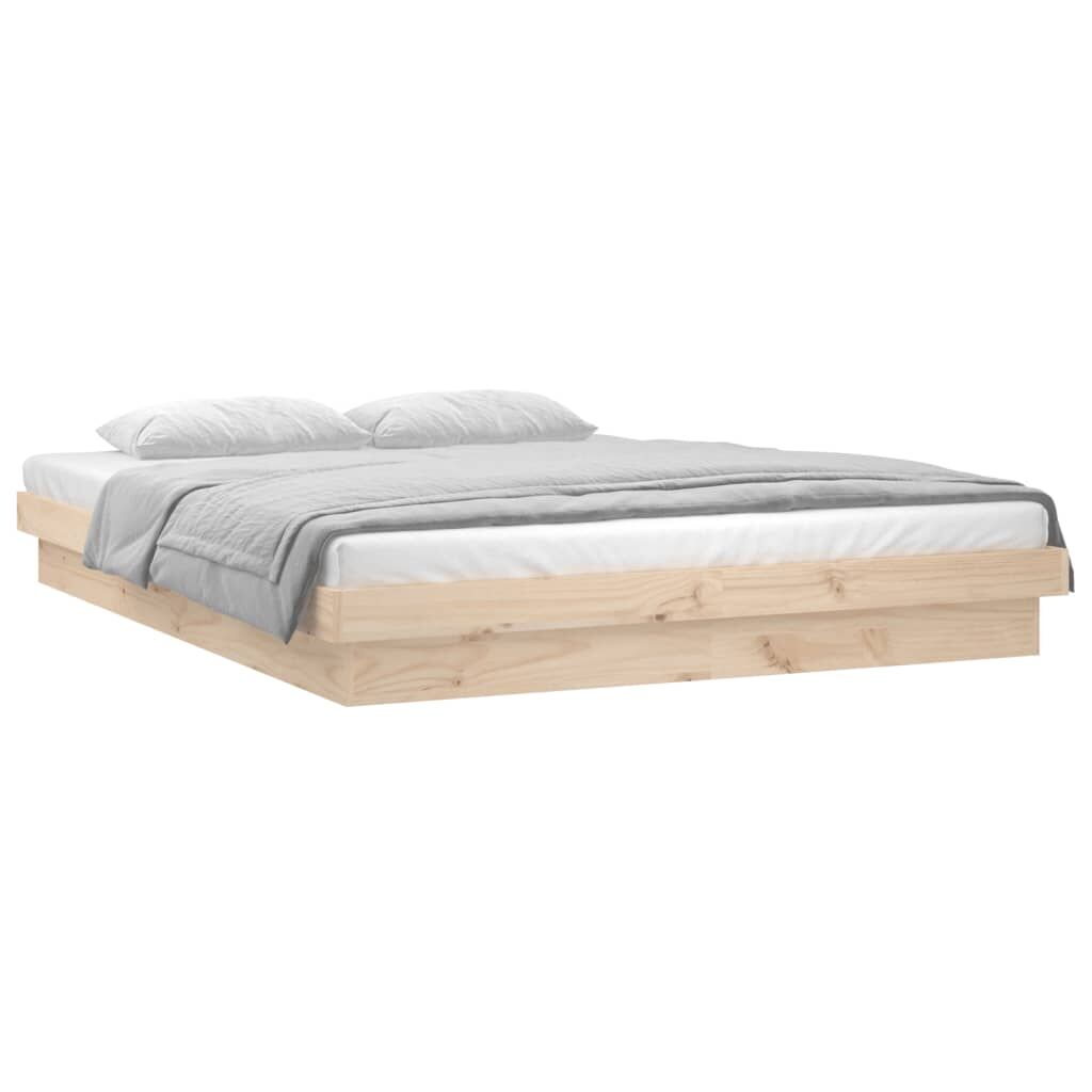 LED Bed Frame without Mattress 183x203 cm King Solid Wood Price