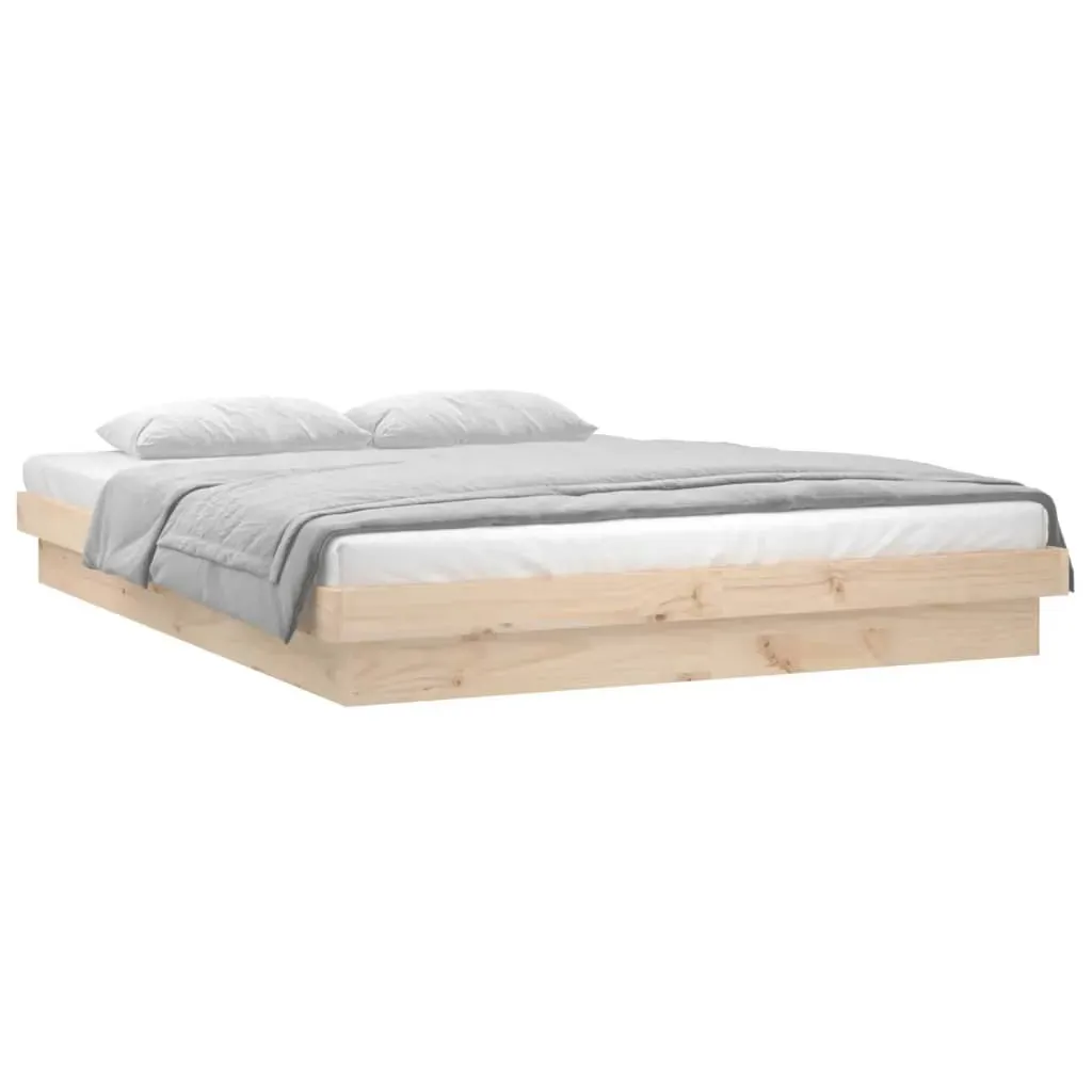 LED Bed Frame without Mattress 135x190 cm Solid Wood Price
