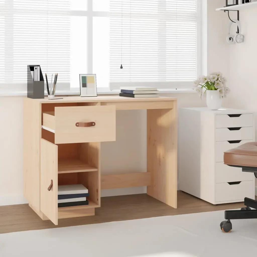 Desk 95x50x75 cm Solid Wood Pine Price