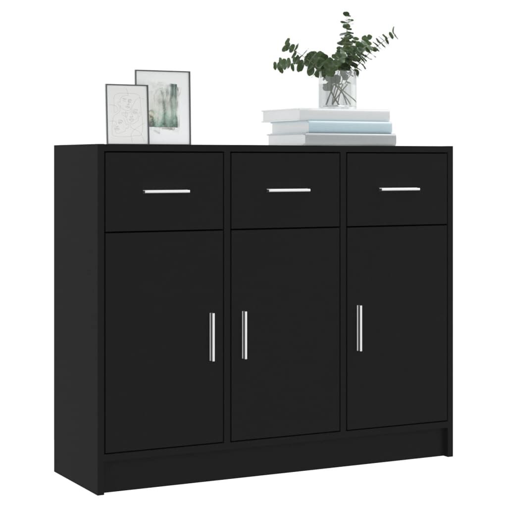 Sideboard Black 91x28x75 cm Engineered Wood Price