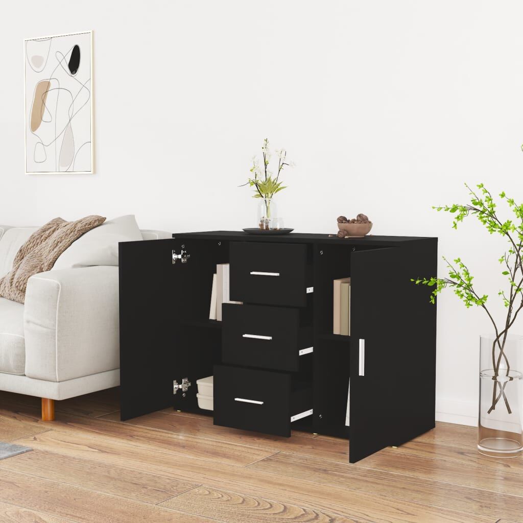 Sideboard Black 91x29.5x65 cm Engineered Wood Price