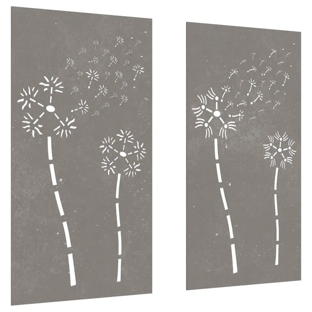 Garden Wall Decorations 2pcs 105x55cm Corten Steel Flower Design Price