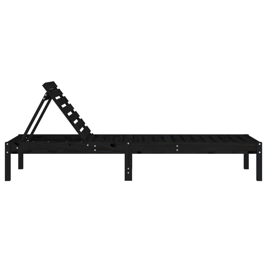 Sun Lounger Black 199.5x60x74 cm Solid Wood Pine Price