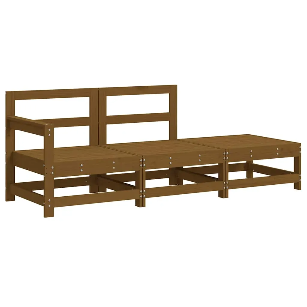3 Piece Garden Lounge Set with Cushions Honey Brown Solid Wood Price