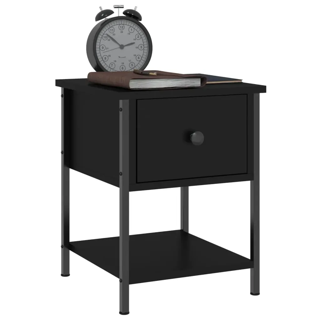 Bedside Table Black 34x35.5x45 cm Engineered Wood Price