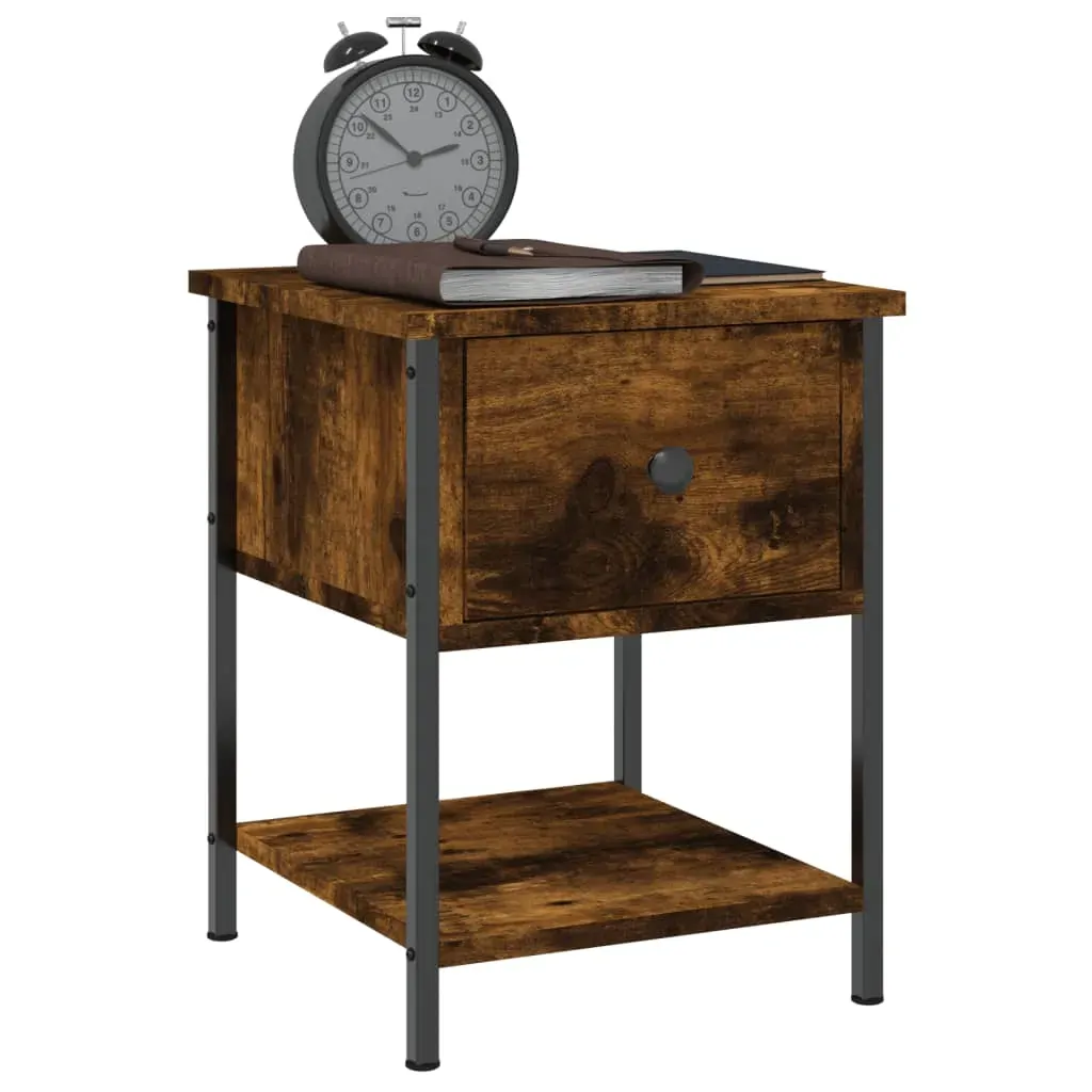 Bedside Table Smoked Oak 34x35.5x45 cm Engineered Wood Price