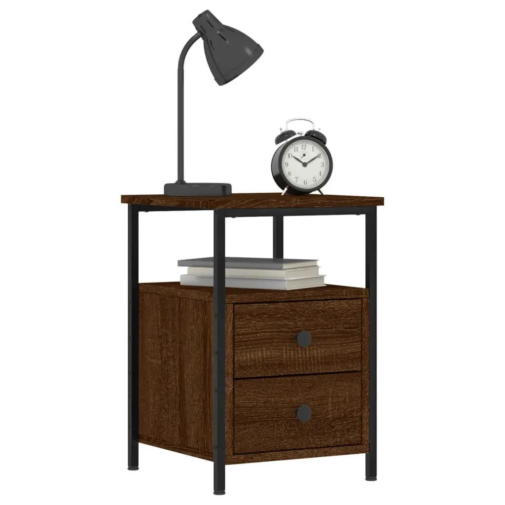 Bedside Cabinets 2 pcs Brown Oak 34x35.5x50 cm Engineered Wood Price