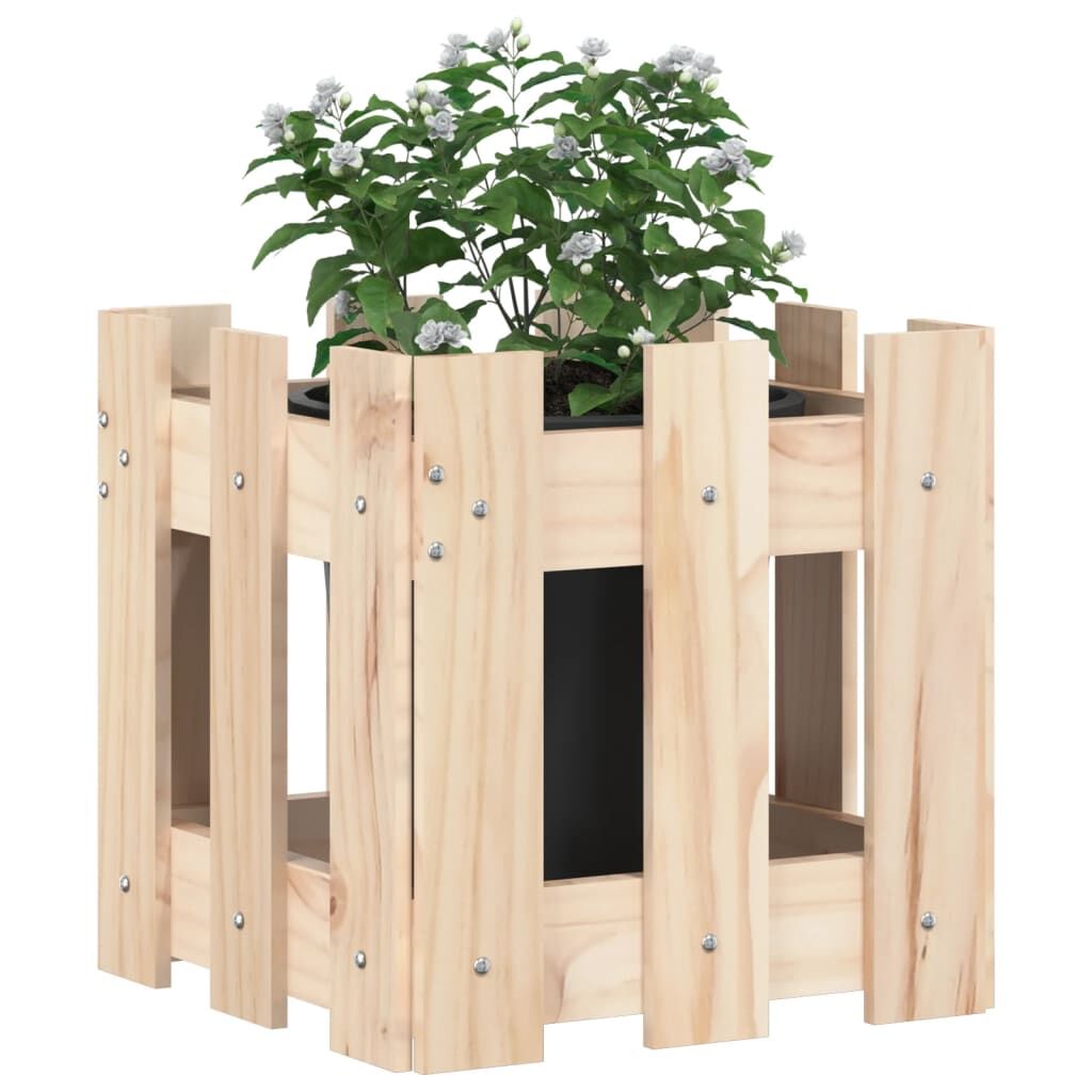 Garden Planter with Fence Design 30x30x30 cm Solid Wood Pine Price