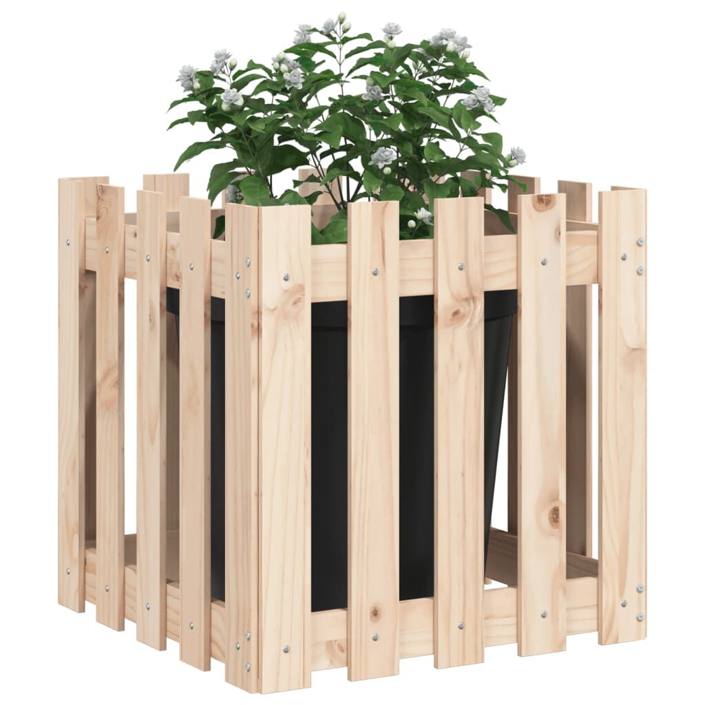 Garden Planter with Fence Design 50x50x50 cm Solid Wood Pine Price