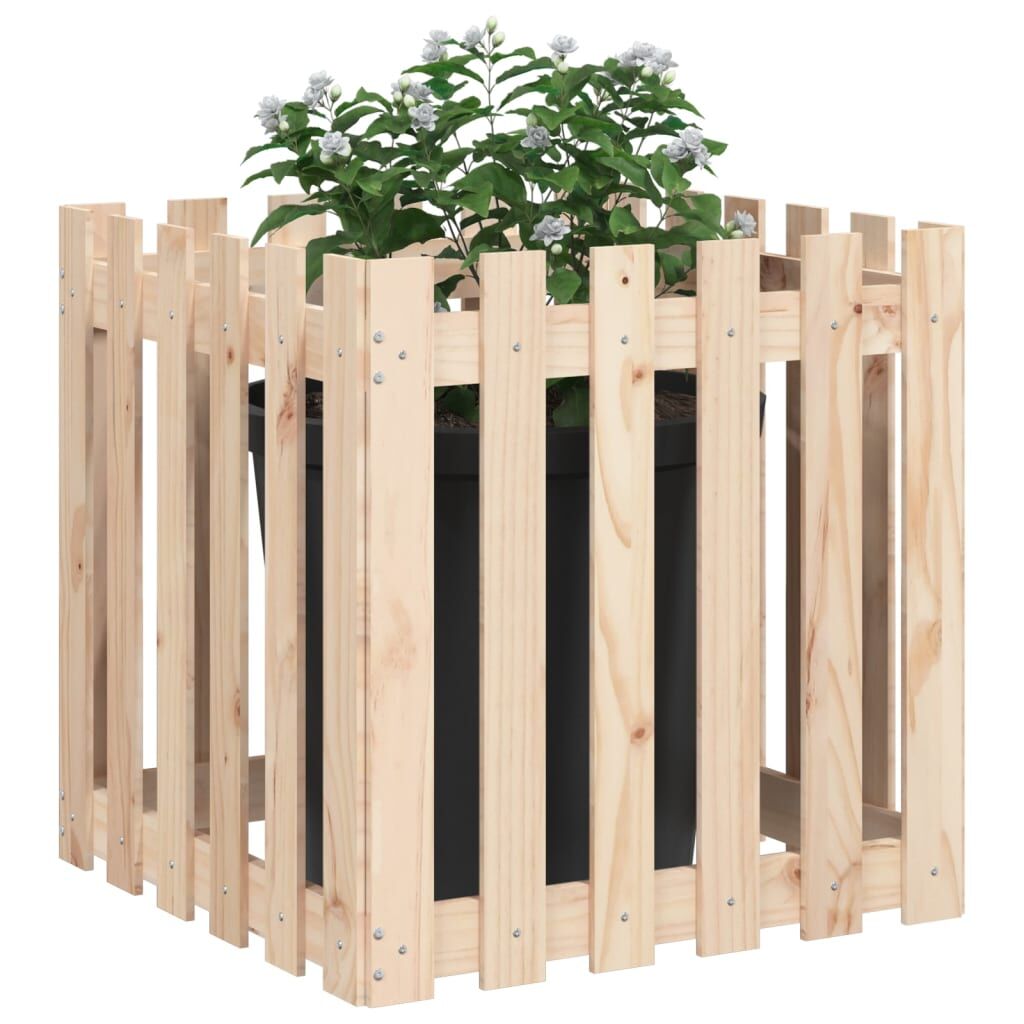 Garden Planter with Fence Design 60x60x60 cm Solid Wood Pine Price