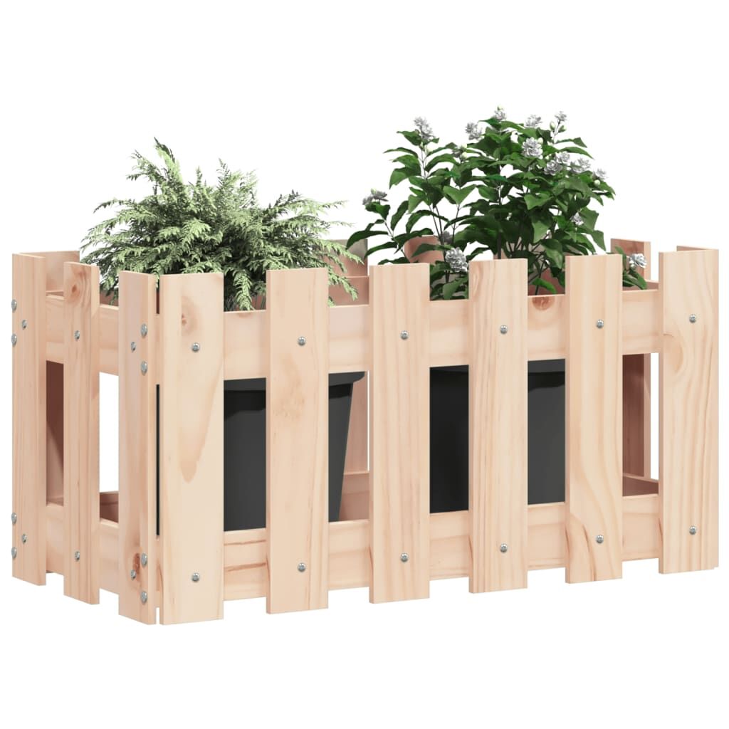 Garden Planter with Fence Design 60x30x30 cm Solid Wood Pine Price