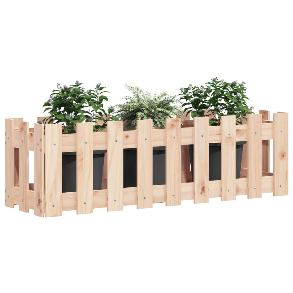 Garden Raised Bed with Fence Design 100x30x30 cm Solid Wood Pine Price