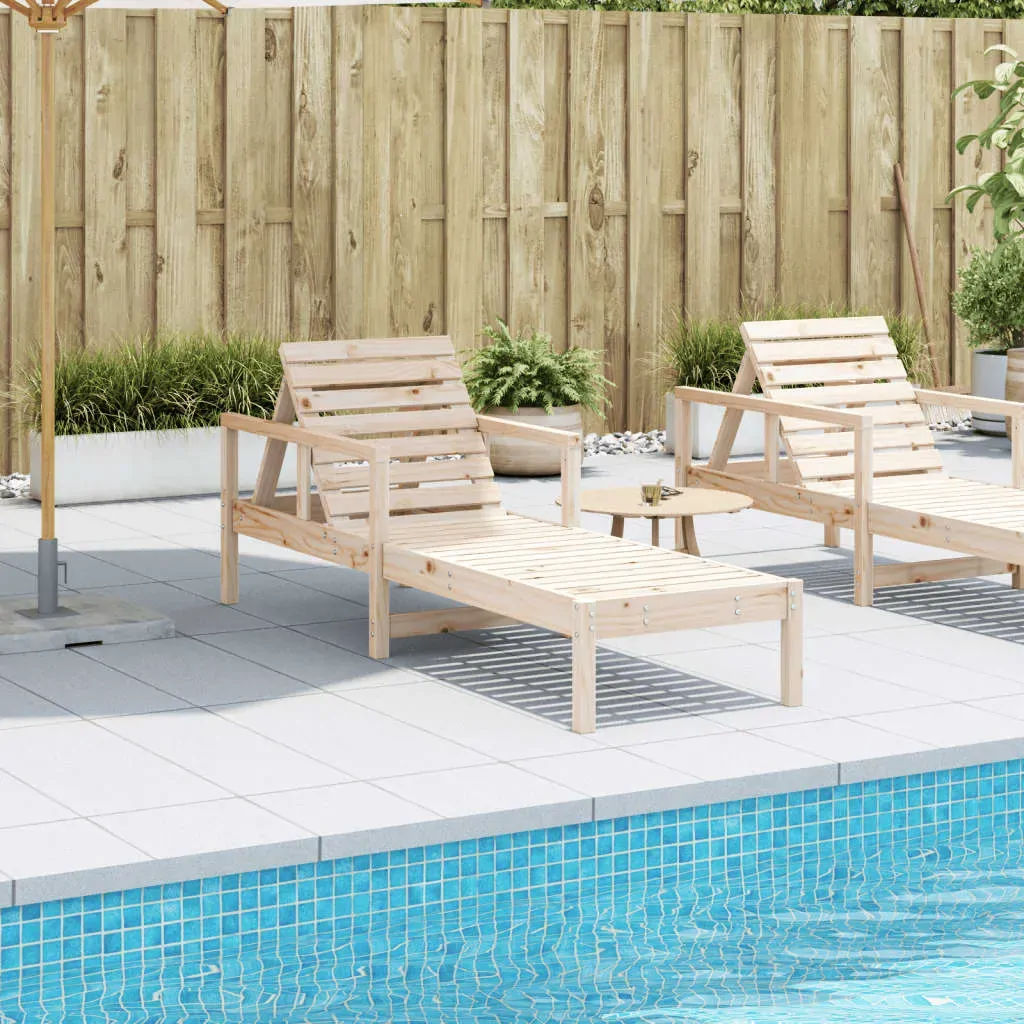 Sun Lounger 199.5x62x55 cm Solid Wood Pine Price