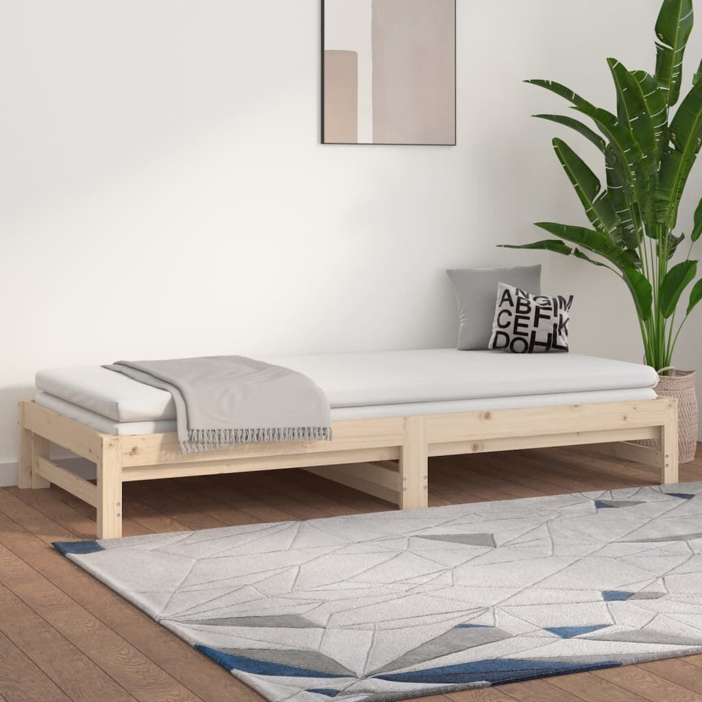 Pull-out Day Bed 2x(92x187) cm Solid Wood Pine Price