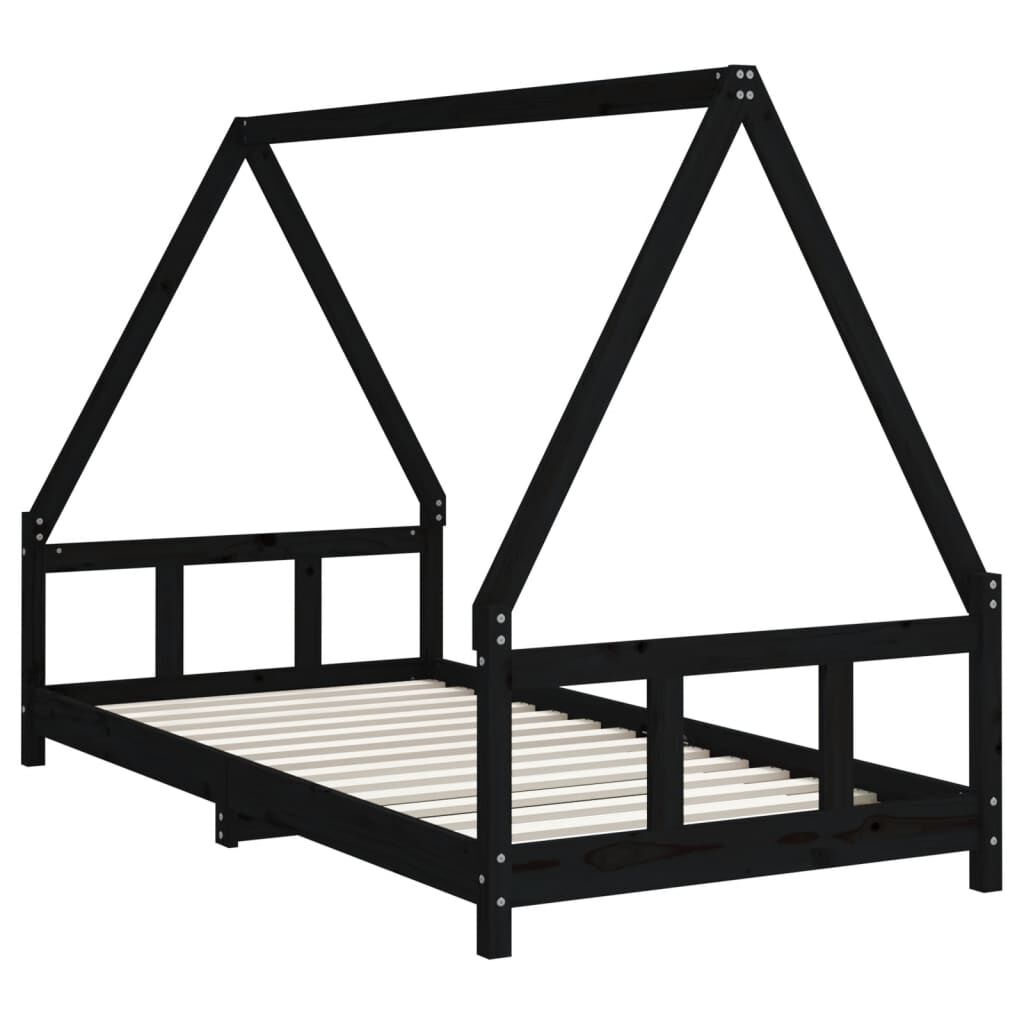 Kids Bed Frame Black 90x190 cm Solid Wood Pine Price